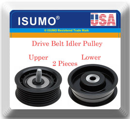 2Pcs Drive Belt Idler Pulley Lower /Upper Fits: C350 CLK350 E550 06-09