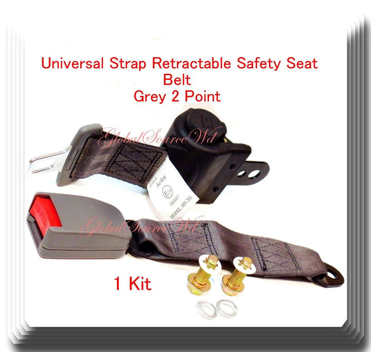 (1 Kit ) Universal Strap Retractable Car Safety Seat Belt Grey 2 Point 