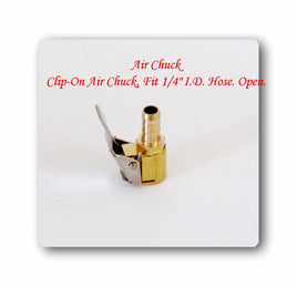 Tire Valve Clip-On Air Chuck Brass, Fit 1/4"  / 6 mm I.D. Hose. Open.Tire Valve