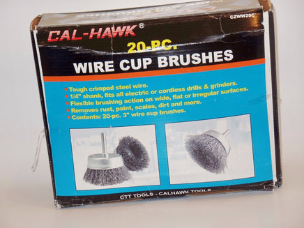 20pc 3"   CALHAWK WIRE CUP BRUSH SET  STEEL WIRE WHEEL BRUSHES FOR DRILLS