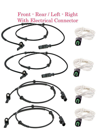 4 X ABS Wheel Speed Sensor & Connectors Front -Rear L/R Fits Fiat 500X 2016-2022