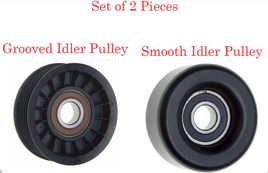 2 Pcs 1x Grooved & 1 Smooth Belt Idler Pulley Fits: Buick RIviera 1996-1997 3.8L