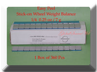 360 Pcs (1 Box of 360)  Easy Peel Stick on Wheel Weight Balance 1/4 0.25oz 7g