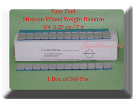 360 Pcs (1 Box of 360)  Easy Peel Stick on Wheel Weight Balance 1/4 0.25oz 7g