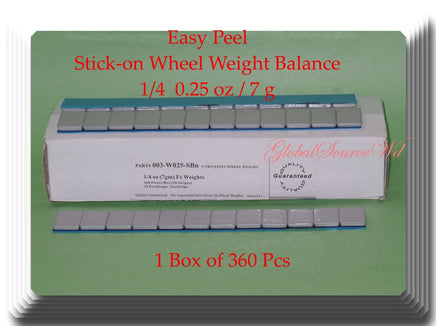 360 Pcs (1 Box of 360)  Easy Peel Stick on Wheel Weight Balance 1/4 0.25oz 7g