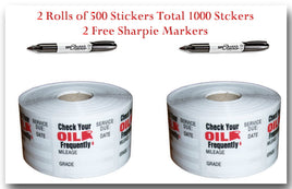 2 Rolls of 500 Stickers Total 1000 Oil Change Reminder Sticker + 2 Free Sharpie