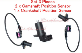 (Set 3 Pcs)  2 x Engine Camshaft / 1 Cranshat Position Sensor  Fits BMW 540 740