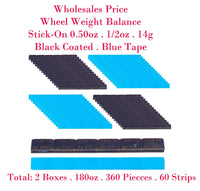 2 Box . 360 Pieces . 180oz. Stick On Wheel Weight Balance Black 0.50oz 1/2oz 14g