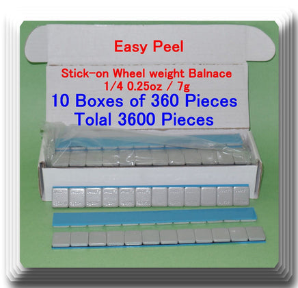 3600 Pcs (10 Boxes of 360) Easy Peel Stick on Wheel Weight Balance 1/4 0.25oz 7g