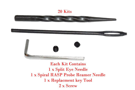20Kits Replacement Split Eye Insertion & Sprial Needle for Tire Plug Reamer Tool