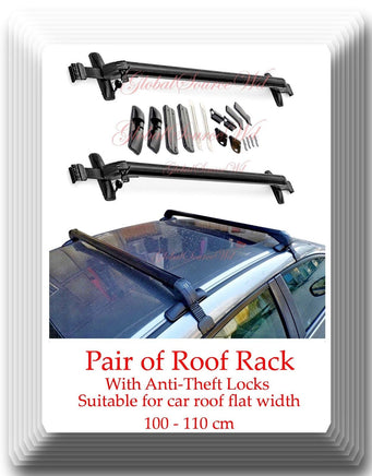 Aluminum CarTop Luggage Roof Rack Cross Bar Carrier Adjustable 100-110cm W/Locks