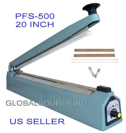 20" PFS-500 Hand Impulse Sealing Machine+10 Heating Elemlents + 10 PTFI Sheets