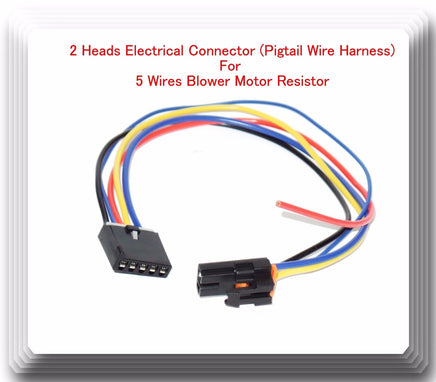 2  Heads 5 Wire Harness Pigtail Connector For Blower Motor Resistor Fits:GM Ford