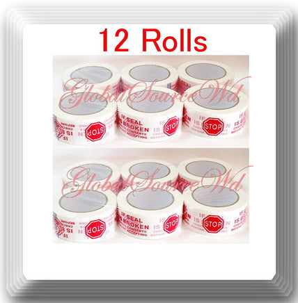 12 Rolls 2" x 110 yds Security Seal Packing Tape IF SEAL IS BROKEN 