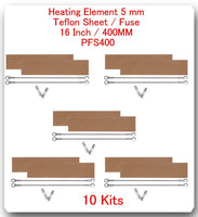 10 Heating Elements 5mm + 10 PTFI Sheet  For Impulse Sealer 16" / 400mm PFS400