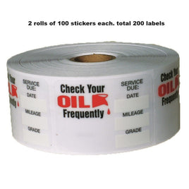 200 STATIC CLING OIL CHANGE STICKER DECAL FREE SHIPPING