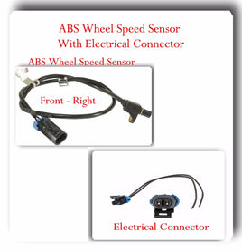 ABS Wheel Speed Sensor w/ Connector Front Right Fits: Chevrolet GMC K2500 K3500