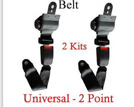 (2 Kits ) Universal Strap Retractable Car Trucks Seat Belt Black 2 Point