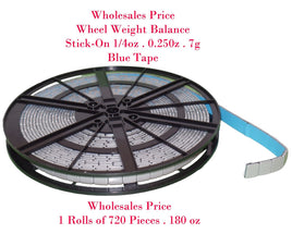 1 Roll 720 Pcs . 180oz Stick-on Wheel Weight Balance Blue Tape 1/4 0.25oz 7g