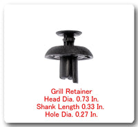 100 Pc Grill Retainer Head 0.73" Shank Length 0.33" Hole 0.27" Fits: lexus Toyot