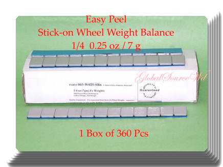360 Pcs (1 Box of 360)  Easy Peel Stick on Wheel Weight Balance 1/4 0.25oz 7g