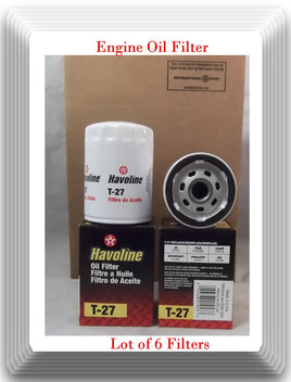 Lot of 6 x Oil Filter Made In USA Havoline T27 Fits: GM Isuzu Toyota 1980-2005