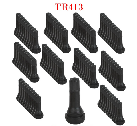 100 x  TR 413 Snap-In Tire Valve Stems Short Black Rubber MOST POPULAR VALVE