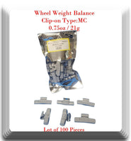 100 Pc CLIP-ON Wheel Weight Balance MC Type 0.75oz 3/4oz For All Type Alloy Rims