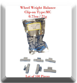 100 Pc CLIP-ON Wheel Weight Balance MC Type 0.75oz 3/4oz For All Type Alloy Rims