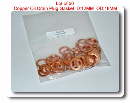 LOT 50 Copper Oil Drain Plug Gasket ID:12MM OD: 18MM  ODW1218MMAC