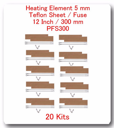20 Heating Elements 5 mm +20 PTFI Sheets For Impulse Sealer 12" / 300mm PFS300