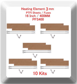 10 Heating Elements 3mm + 10 PTFI  Sheet For Impulse Sealer 16" / 400mm PFS400