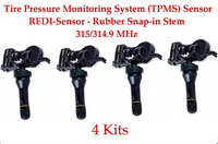 4 x VDO REDI Sensor SE10001HPR Pre-programmed TPMS Sensor 2002-2020 315MHZ