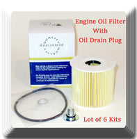 6 x Engine Oil Filter W/Oil Drain Plug Fits: 263203F500 Genesis G80 G90 V8 5.6L