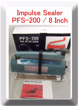 8" PFS-200 Hand Impulse Sealer  Heat Seal Plastic Poly Bag Closer Iron Shell