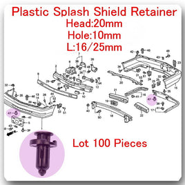 100 Pc Splash Shield - Bumber Cover - Engine Heat Retainers  Fits: Acura Honda