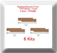 6 Replacement Heating Element 3 mm +6 PTFI Sheet For Impulse Sealer 8" PFS200