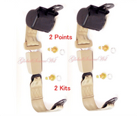(2 Kits ) Universal Strap Retractable Car Trucks Seat Belt Beige 2 Point