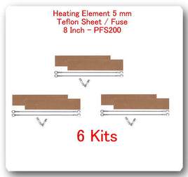 6 Replacement Heating Element 5 mm + 6 PTFI Sheet For Impulse Sealer 8" PFS200