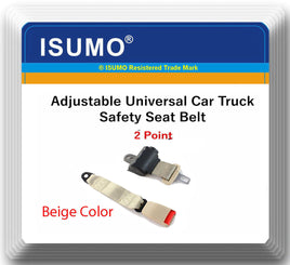 1 Kit Adjustable Universal Car Truck 2 Point Beige Seat Belt Lap Safety Belt 