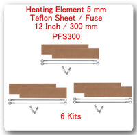 6 Heating Elements 5 mm + 6 PTFI Sheets) For Impulse Sealer 12" / 300mm PFS300