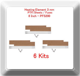 6 Replacement Heating Element 3 mm +6 PTFI Sheet For Impulse Sealer 8" PFS200