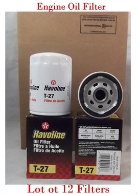 Lot of 12 x Oil Filter Made In USA Havoline T27 Fits: GM Isuzu Toyota 1980-2005