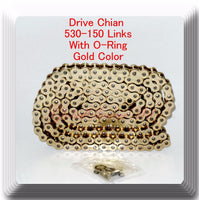 With O-Ring Drive Chain Gold Color Pitch 530x150 Links For Honda Kawasaki Suzuki