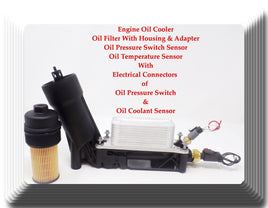 Oil Cooler+Oil Filter W/Housing+Oil Pressure & Temperature Sensors W/Connectors