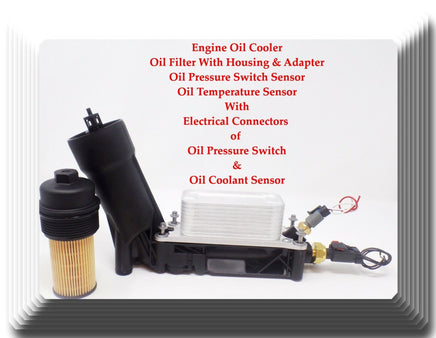 Oil Cooler+Oil Filter W/Housing+Oil Pressure & Temperature Sensors W/Connectors