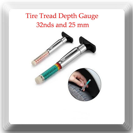 2 Pieces Tire Tread Depth Gauge 32nds and 25 mm Millimeters New