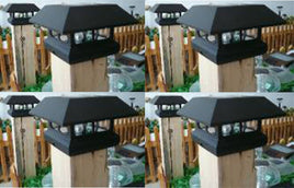4 Kits Black New Outdoor Garden Solar Panel Post Deck Cap Light