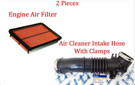 2 Pcs Air Cleaner Intake Hose W/Clamps & Air Filter Fits:Mazda Protege 4cyl 2.0L
