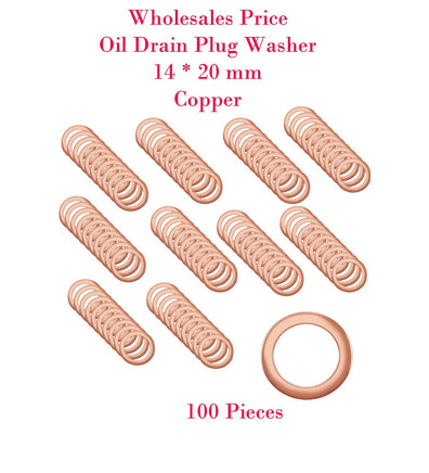 100 x Copper Oil Drain Plug Washer Gasket 14 x 20 mm